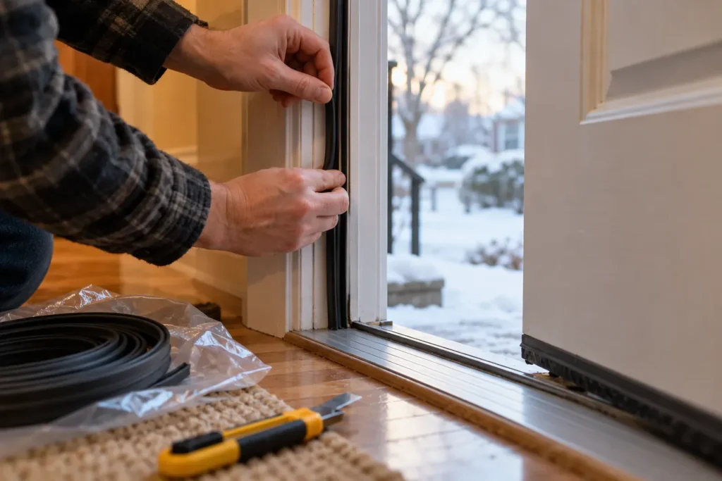 Installation d’un coupe-froid neuf sur une porte d’entrée
