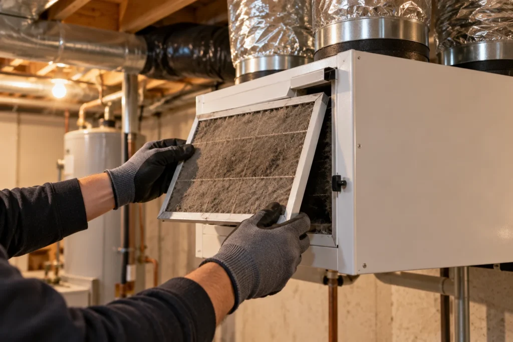 Entretien du filtre d’un échangeur d’air (VRC) au sous-sol