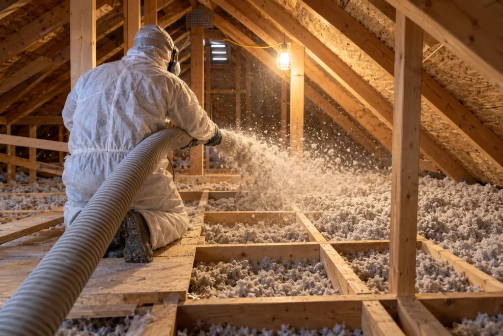 Isolation de l’entretoit avec de la laine soufflée, travaux admissibles aux subventions rénovation