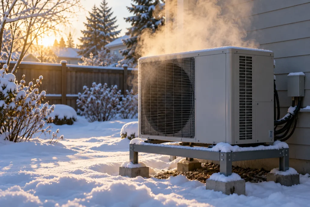 Thermopompe en cycle de dégivrage qui dégage de la vapeur en hiver