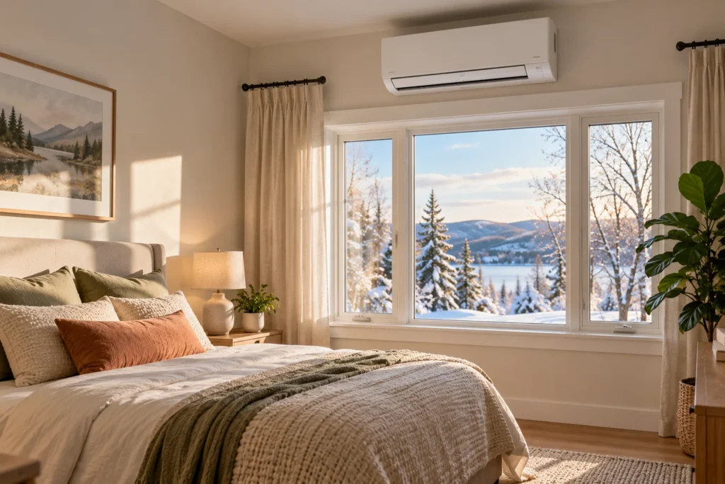 Coût thermopompe : tête murale d’un système multizone dans une chambre