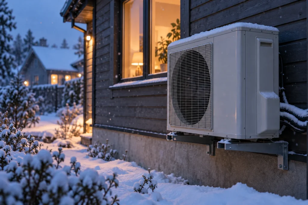 Thermopompe pour climat froid qui fonctionne sous la neige