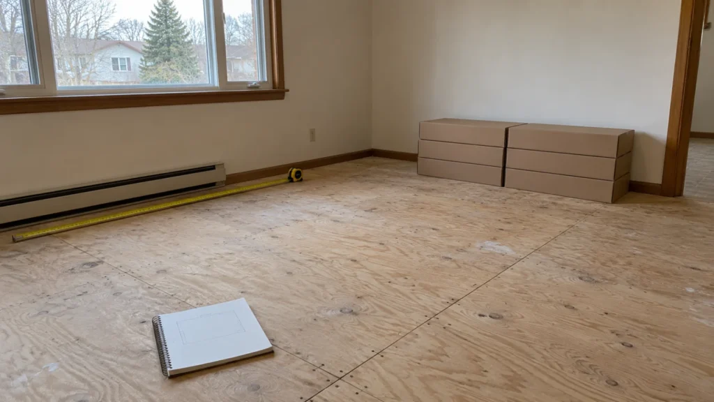 Calculateur de plancher : pieds carrés, surplus et nombre de boîtes