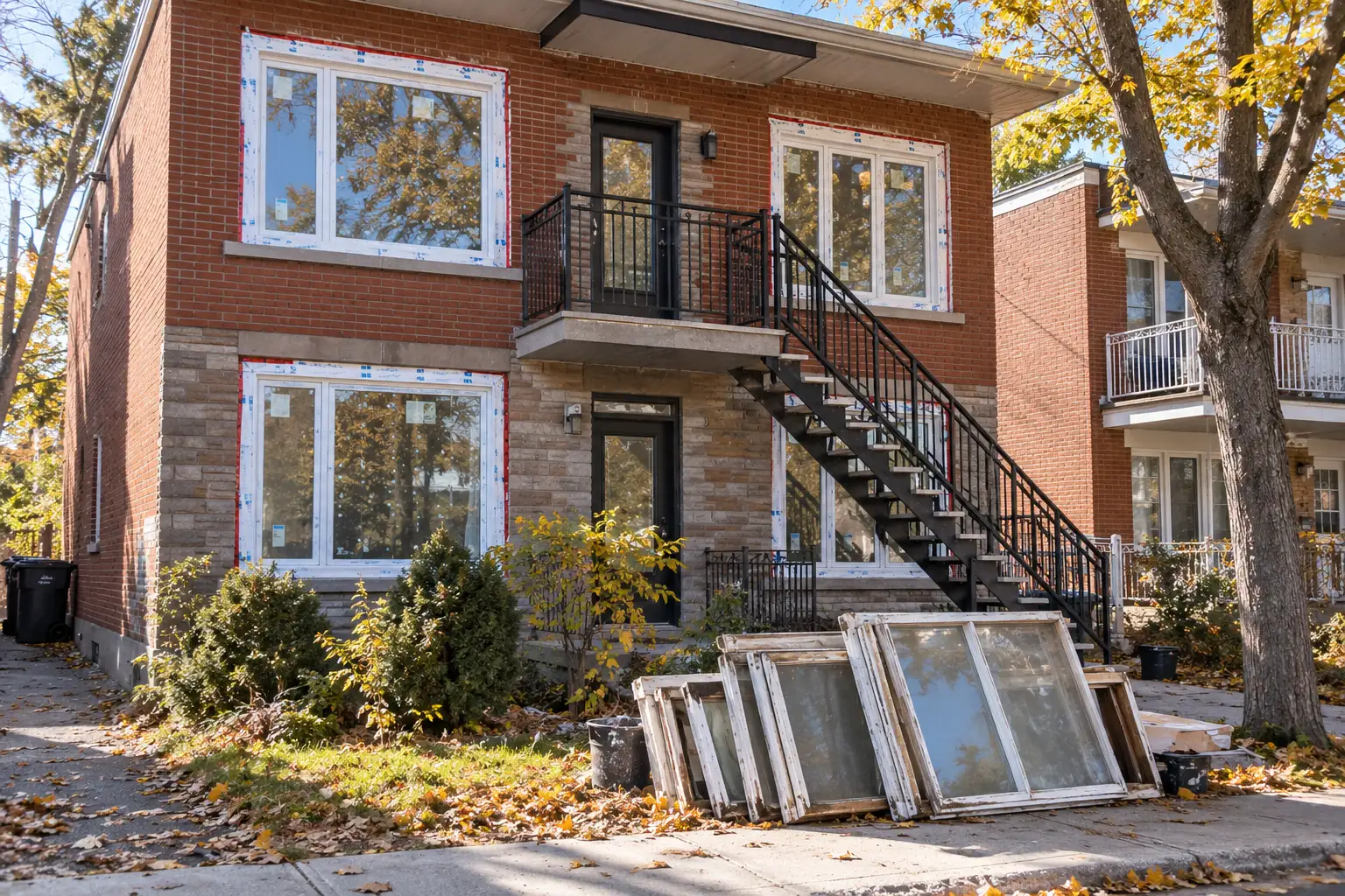 Duplex montréalais avec fenêtres neuves aux deux étages