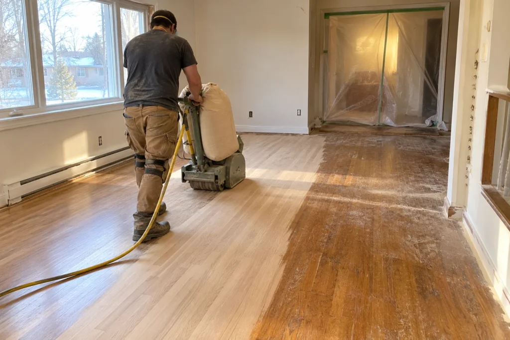 Sablage d’un plancher de bois franc existant