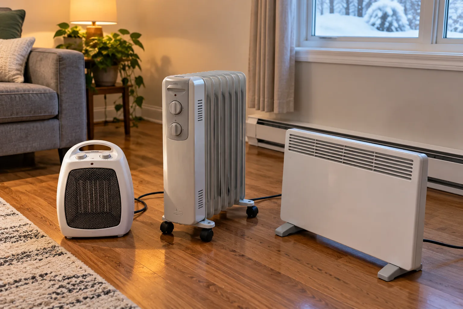 Trois types de chauffage d’appoint électrique : soufflant en céramique, bain d’huile et convecteur